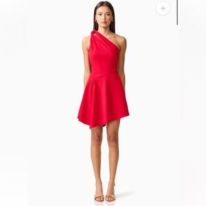 elliatt lila red asymmetrical one shoulder flare frill mini dress size small
